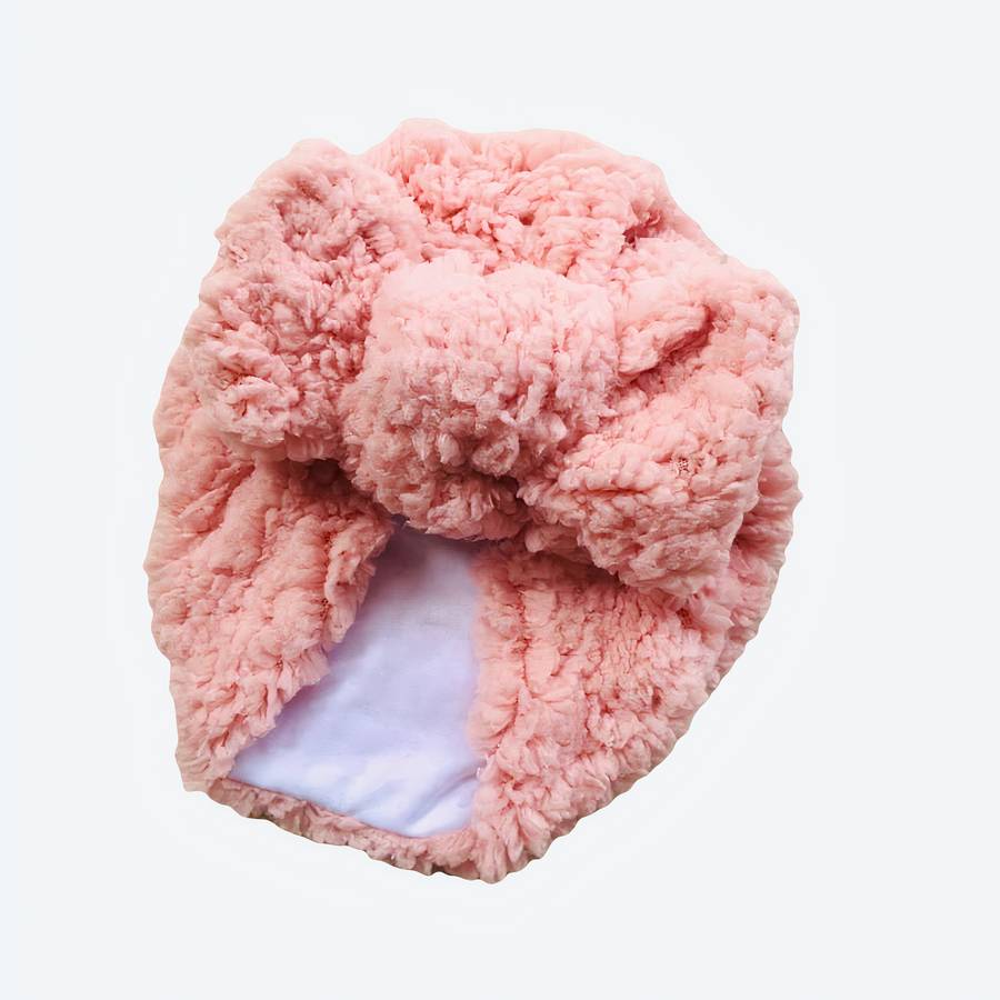 Turban pour bébé d’hiver en tissu épais fuchsia