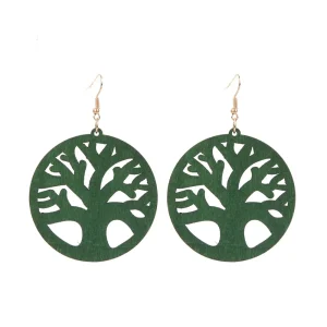 Boucles d'oreilles en bois Arbre de vie