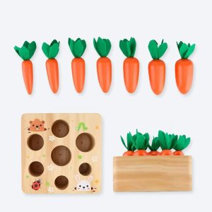 Jouet en bois motif carotte à tirer pour bébé