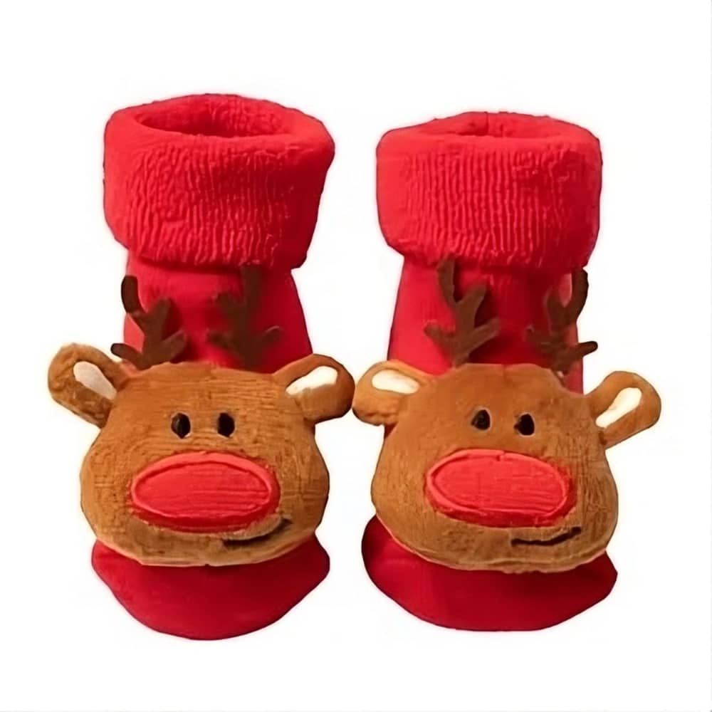 Chaussettes petits rennes de noël en coton pour enfants – Image 3