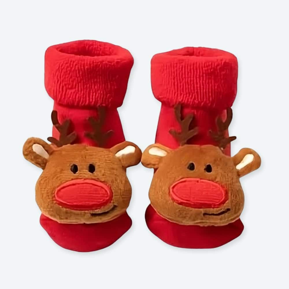 Chaussettes petits rennes de noël en coton pour enfants