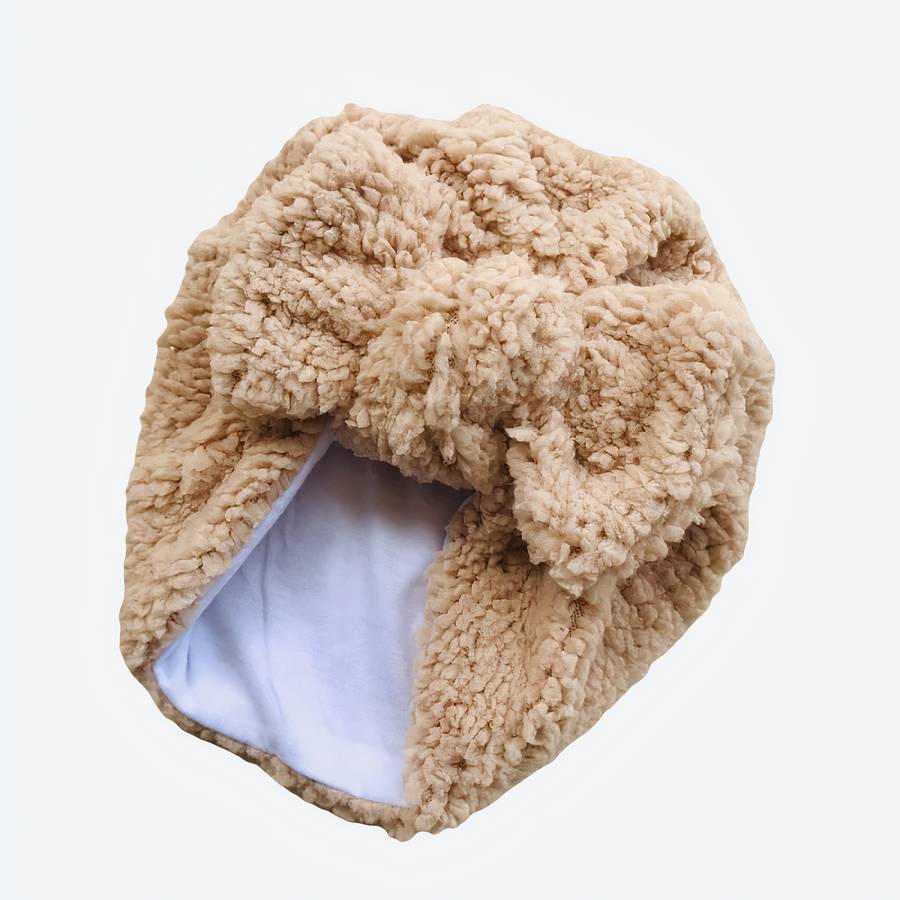 Turban pour bébé d’hiver en tissu épais kaki