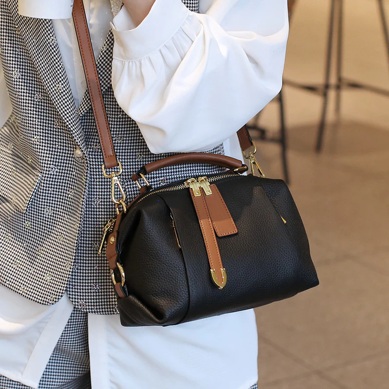 Top cuir de vache Vintage Fashion Boston Bag – Image 9