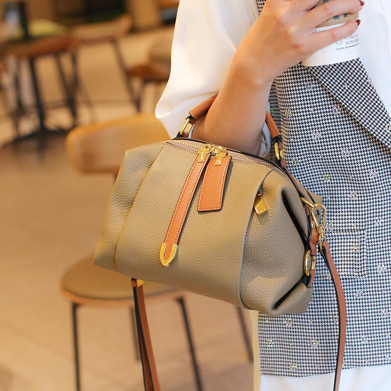 Top cuir de vache Vintage Fashion Boston Bag – Image 7