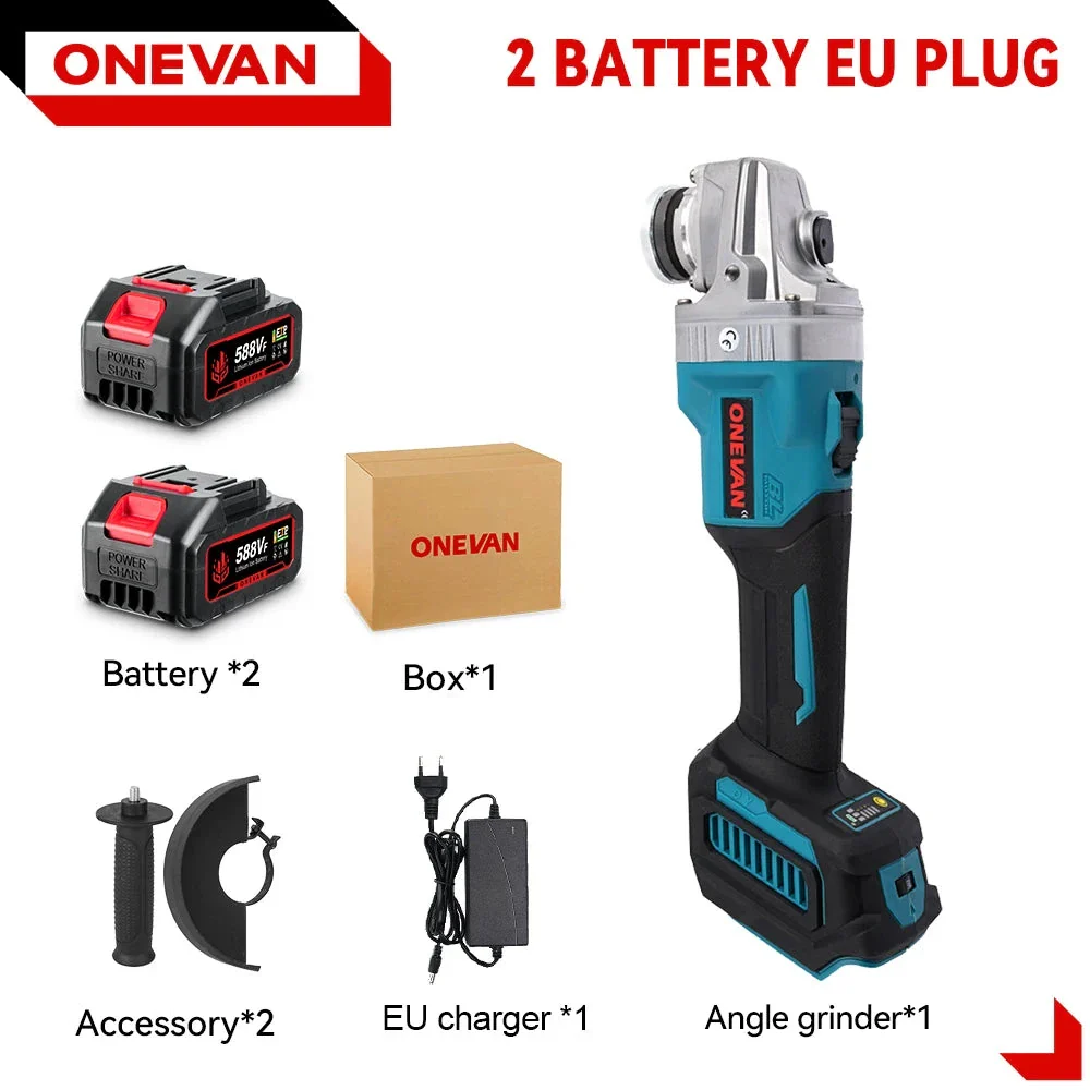 ONEVAN Meuleuse d’Angle 125 mm Brushless 3000 W Compatible Makita 18V – Image 5