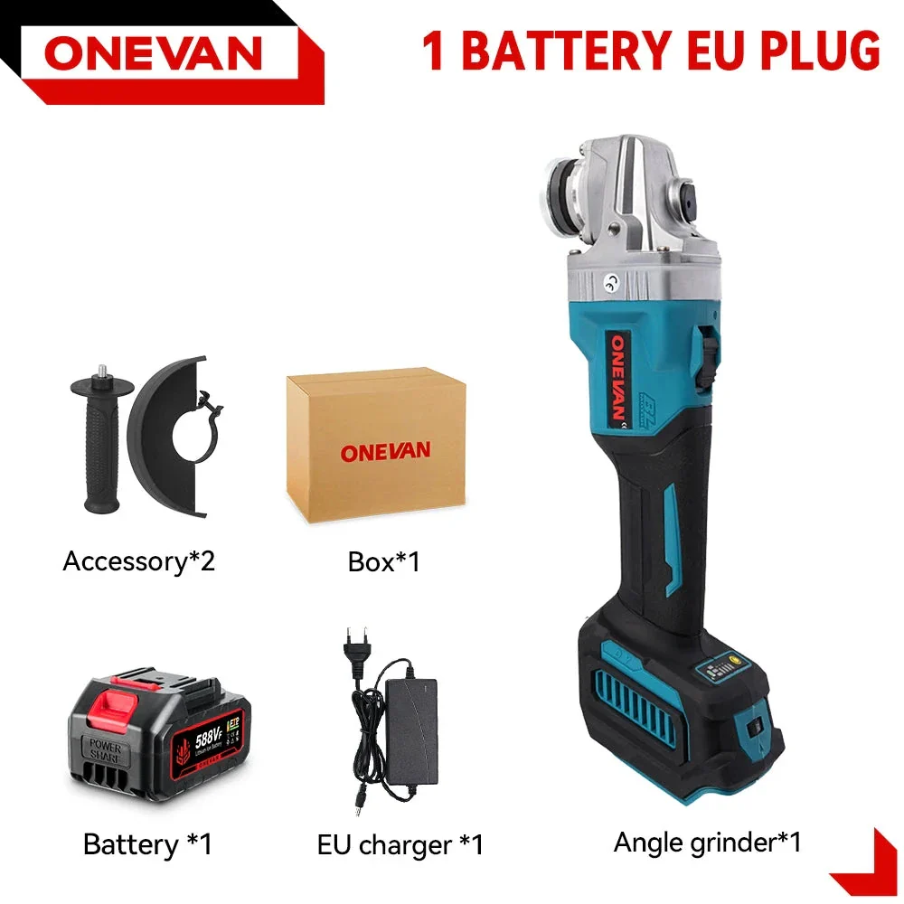 ONEVAN Meuleuse d’Angle 125 mm Brushless 3000 W Compatible Makita 18V – Image 7