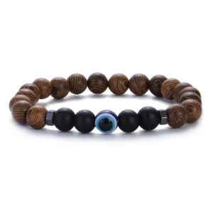 Bracelet en Bois "Mauvaise Oeil"