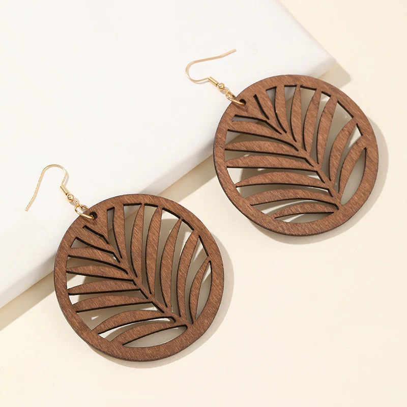 Boucles d'Oreilles en Bois Fougère – Image 2