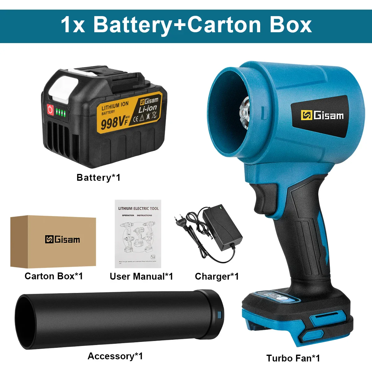 GISAM Souffleur Turbo Sans Balais Électrique, Nettoyage Rapide, Pour Makita 18V – Image 8