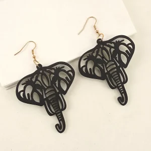 Boucles d'Oreilles en Bois Éléphant