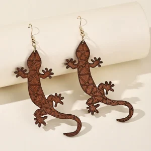 Boucles d'Oreilles en Bois Lezard
