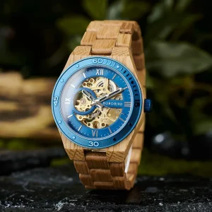 Montre en Bois homme "Blue Mechanic"