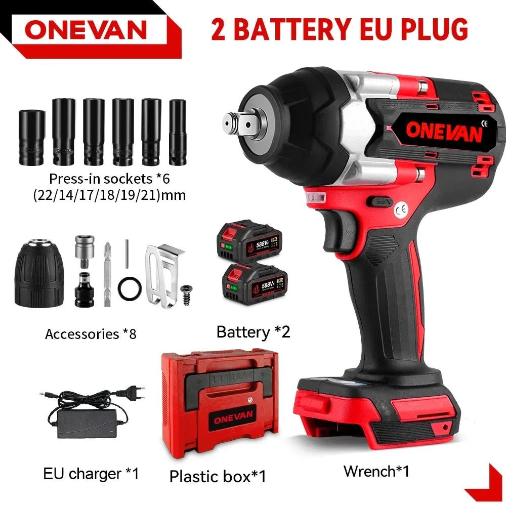 Onevan Clé À Chocs Brushless Couple 1800 Nm 3 Vitesses 1 2 Makita 18V – Image 8