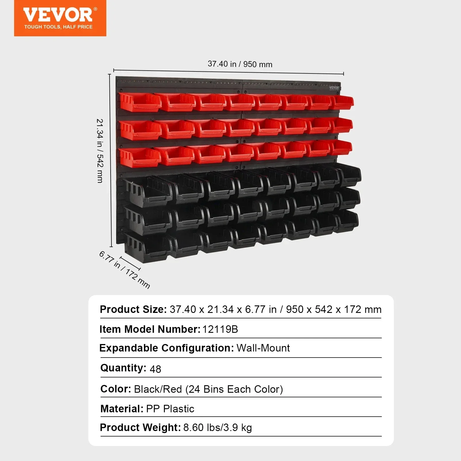 VEVOR Bacs De Rangement Muraux Pro 30 48 Optimisent L'Espace Panneaux Modulables – Image 4