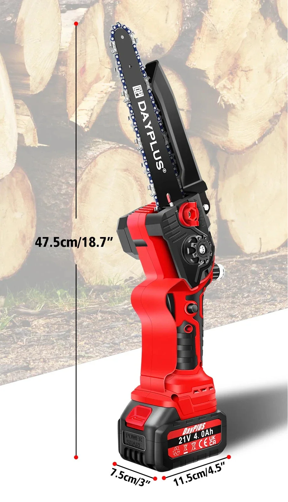 Tronçonneuse Sans Fil 8 Pouces Brushless - Coupe Rapide - Batterie 4,0 Ah – Image 4