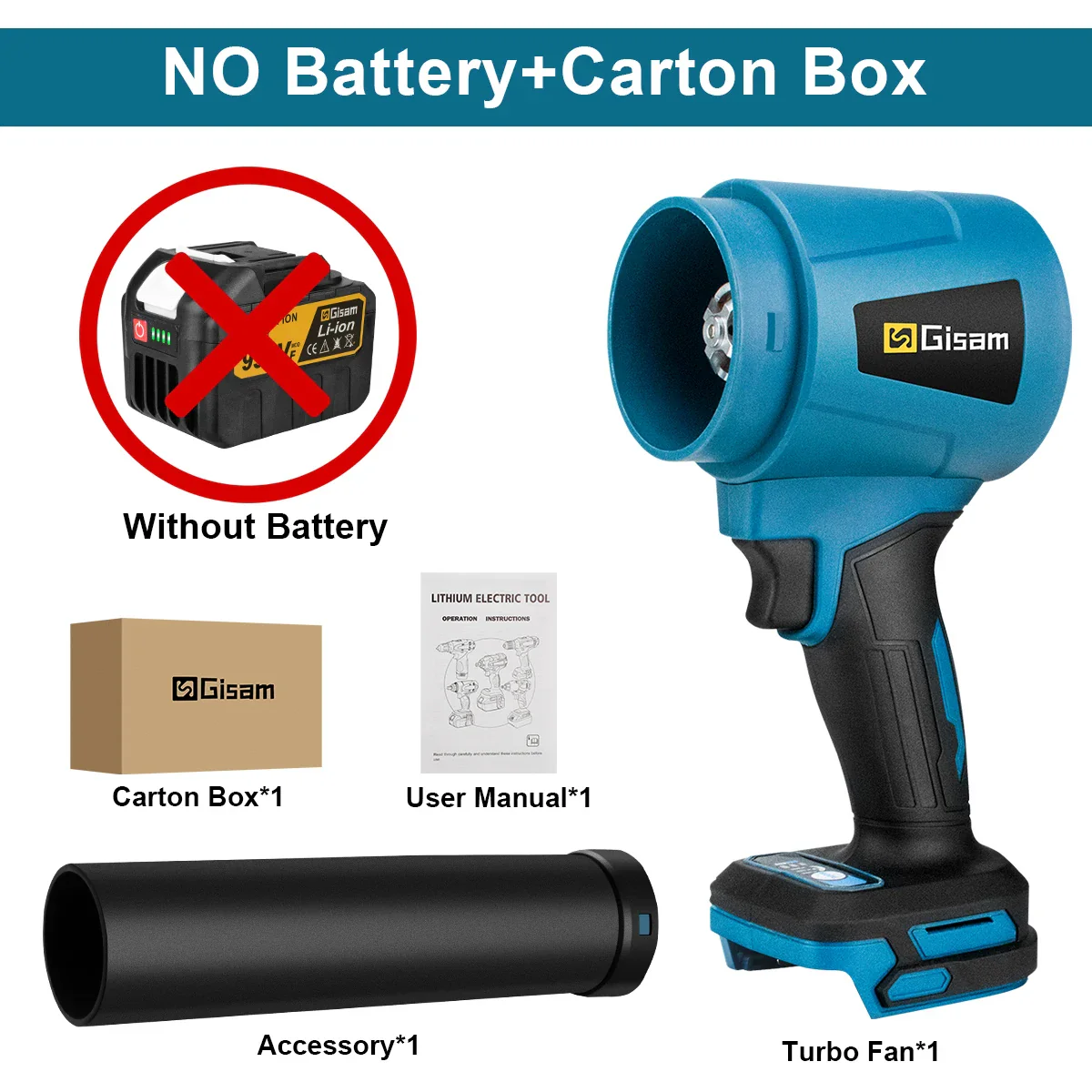 GISAM Souffleur Turbo Sans Balais Électrique, Nettoyage Rapide, Pour Makita 18V – Image 9