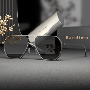 Bandimu Lunettes de luxe rétro pilote tendance pour homme – Monture en métal
