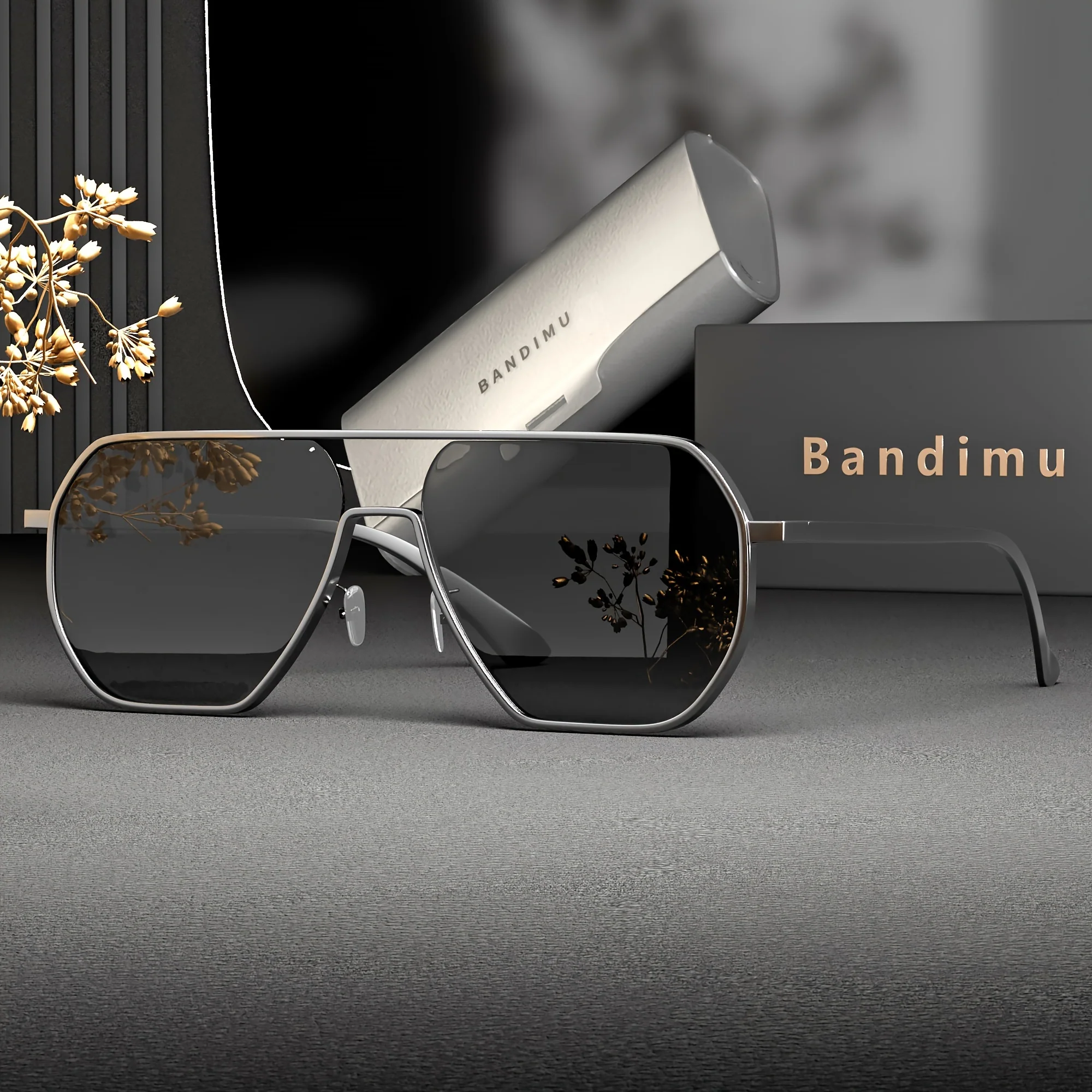 Bandimu Lunettes de luxe rétro pilote tendance pour homme – Monture en métal – Image 2