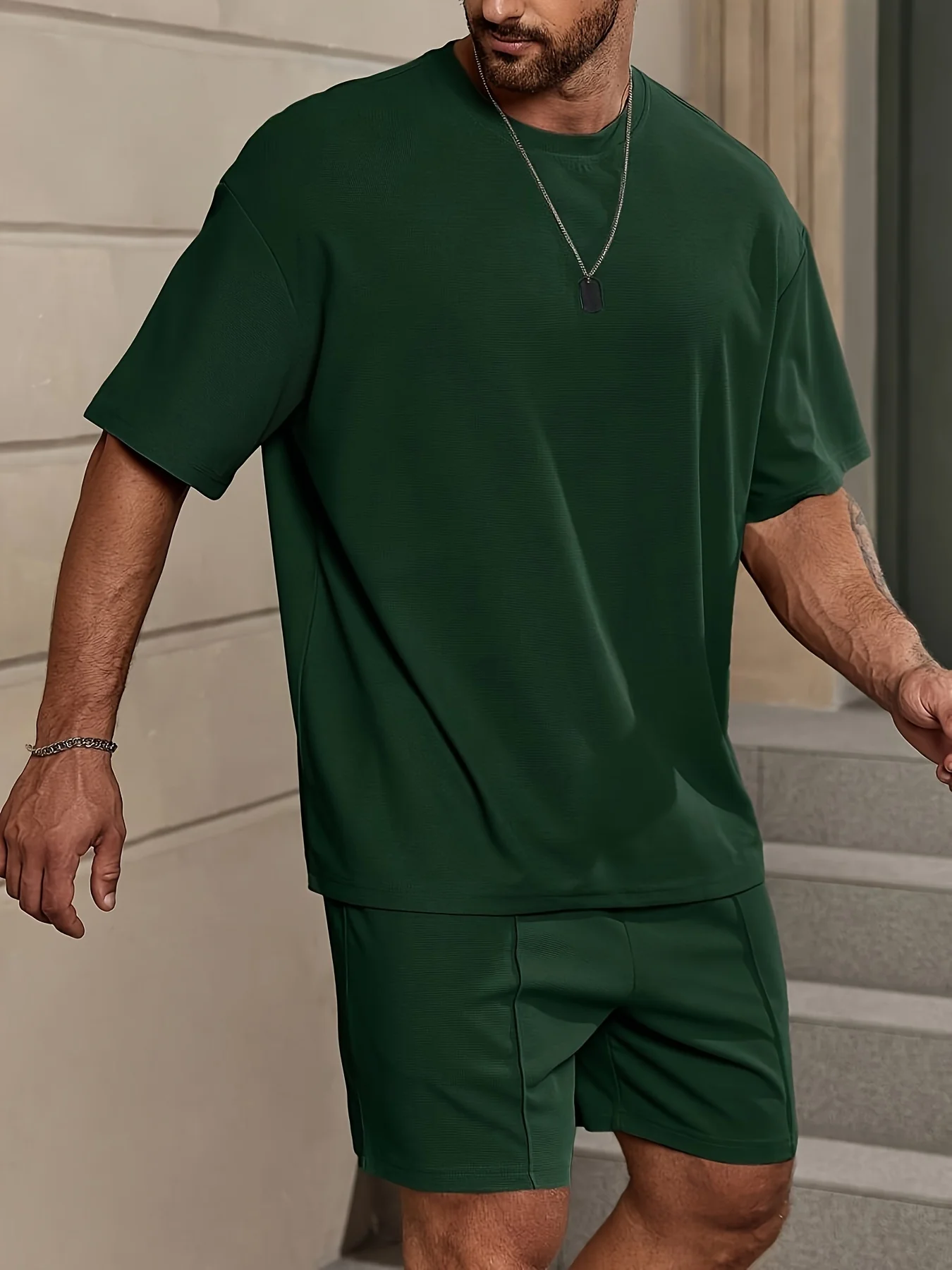 Ensemble 2 pièces , T-shirt à manches courtes à col rond et Short à taille élastique – Image 7