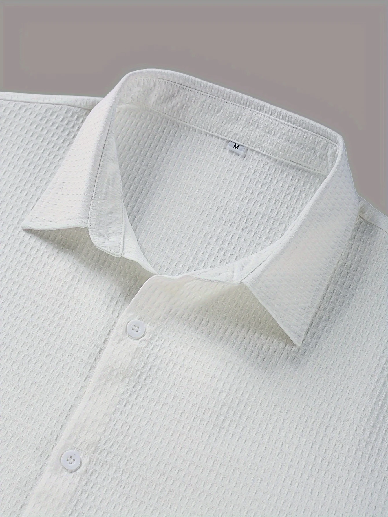 Chemise à revers à manches longues, texture gaufrée, décontractée, confortable – Image 5