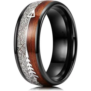 Bague en Bois et Tungstène - Flèche Noire