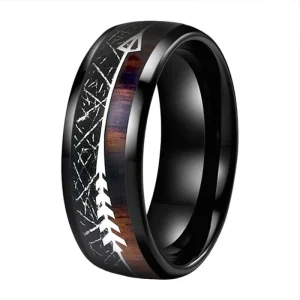 Bague en Bois et Tungstène "Flèche"