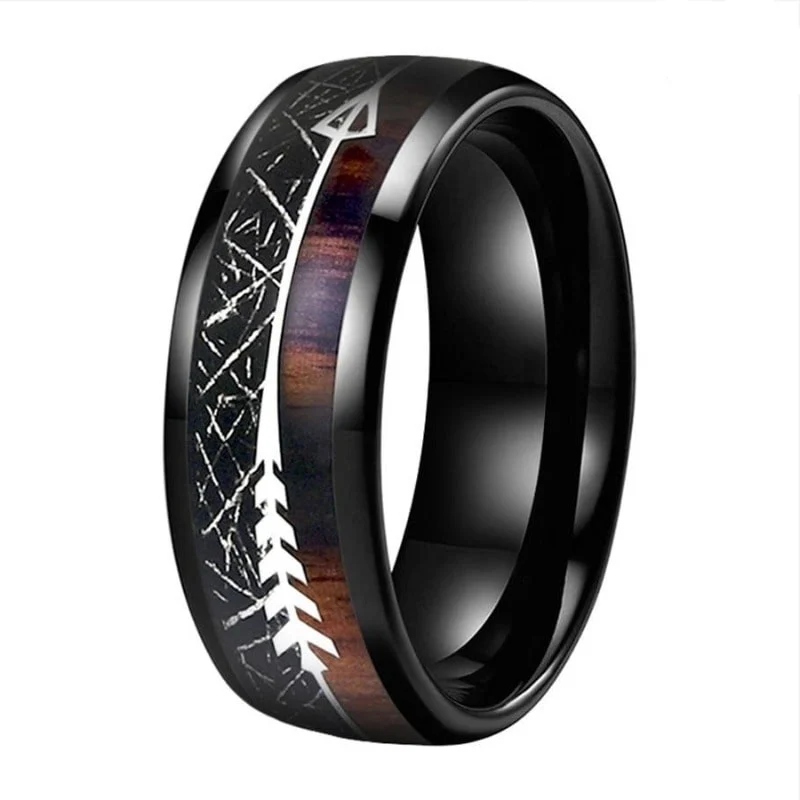 Bague en Bois et Tungstène "Flèche"