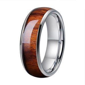 Bague en Bois et Tungstène "Brut" Argent