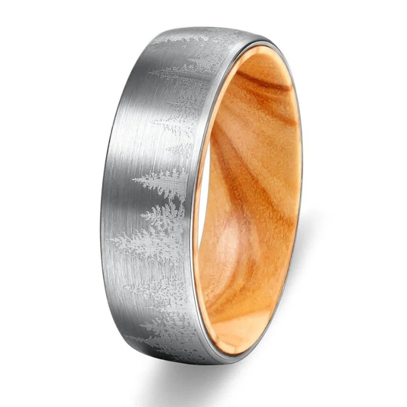 Bague en Bois et Tungstène "Forest" Argent – Image 2