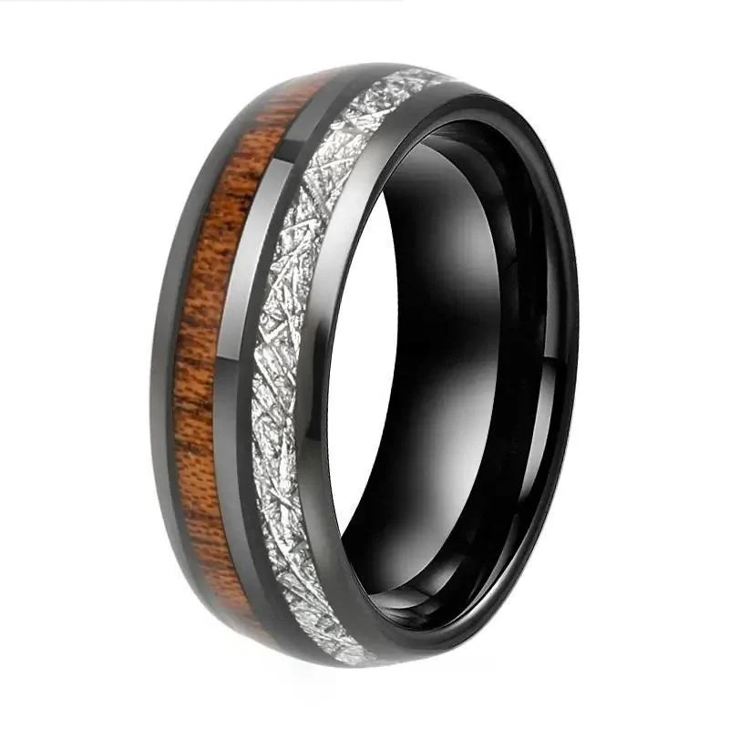 Bague en Bois et Tungstène "Meteor" Noire