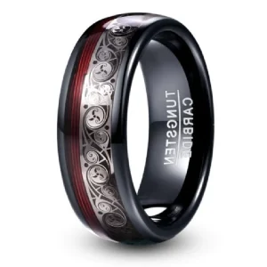 Bague en Bois et Tungstène "Shuriken"