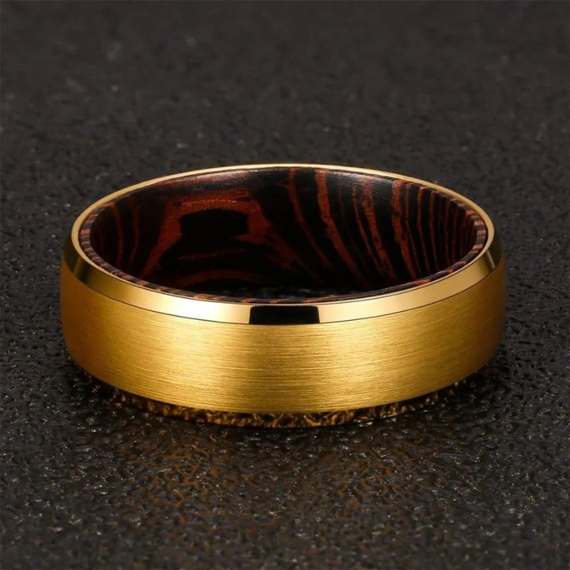 Bague en Bois et Tungstène "Wenge" Or – Image 4