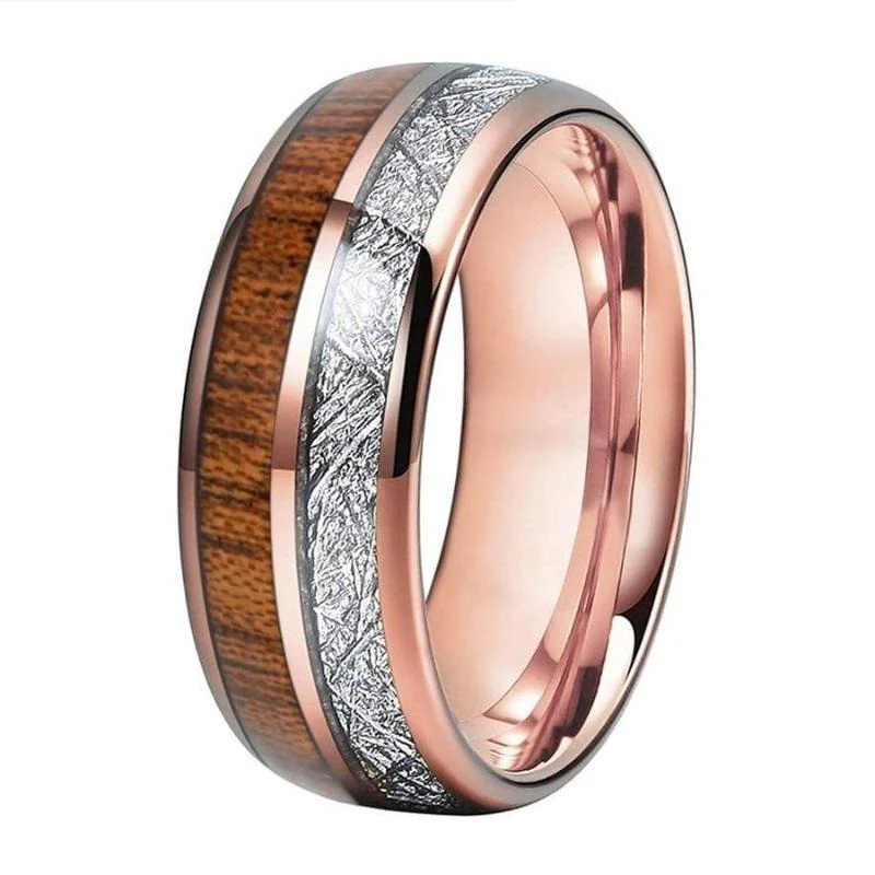 Bague en Bois et Tungstène "Meteor" Rose – Image 2