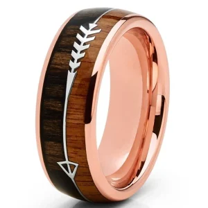 Bague en Bois et Tungstène "Flèche" Rose