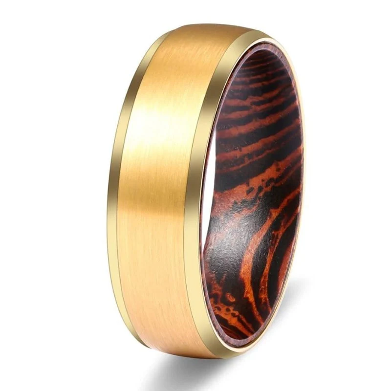 Bague en Bois et Tungstène "Wenge" Or – Image 2