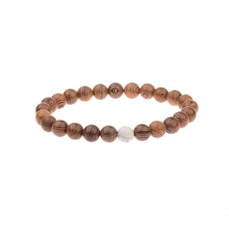 Bracelet Perles en Bois "Minimal Blanc"