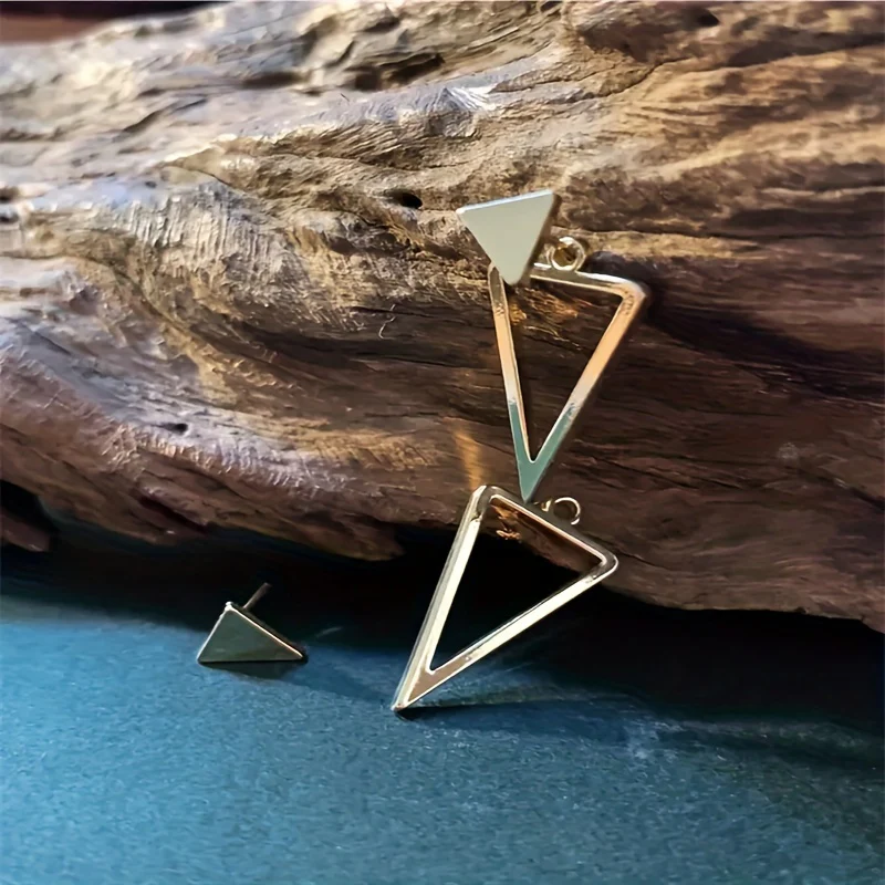 Boucles d'oreilles à tige géométriques en forme de triangle creux style bohème – Image 6