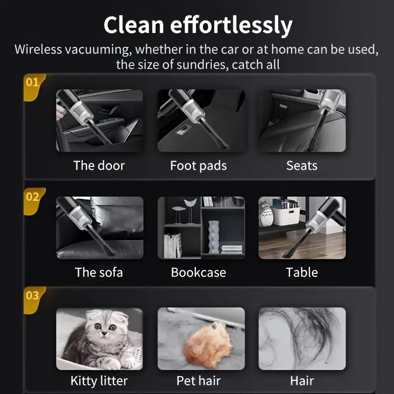 Aspirateur de voiture, double batterie de grande capacité, grande puissance d'aspiration – Image 5