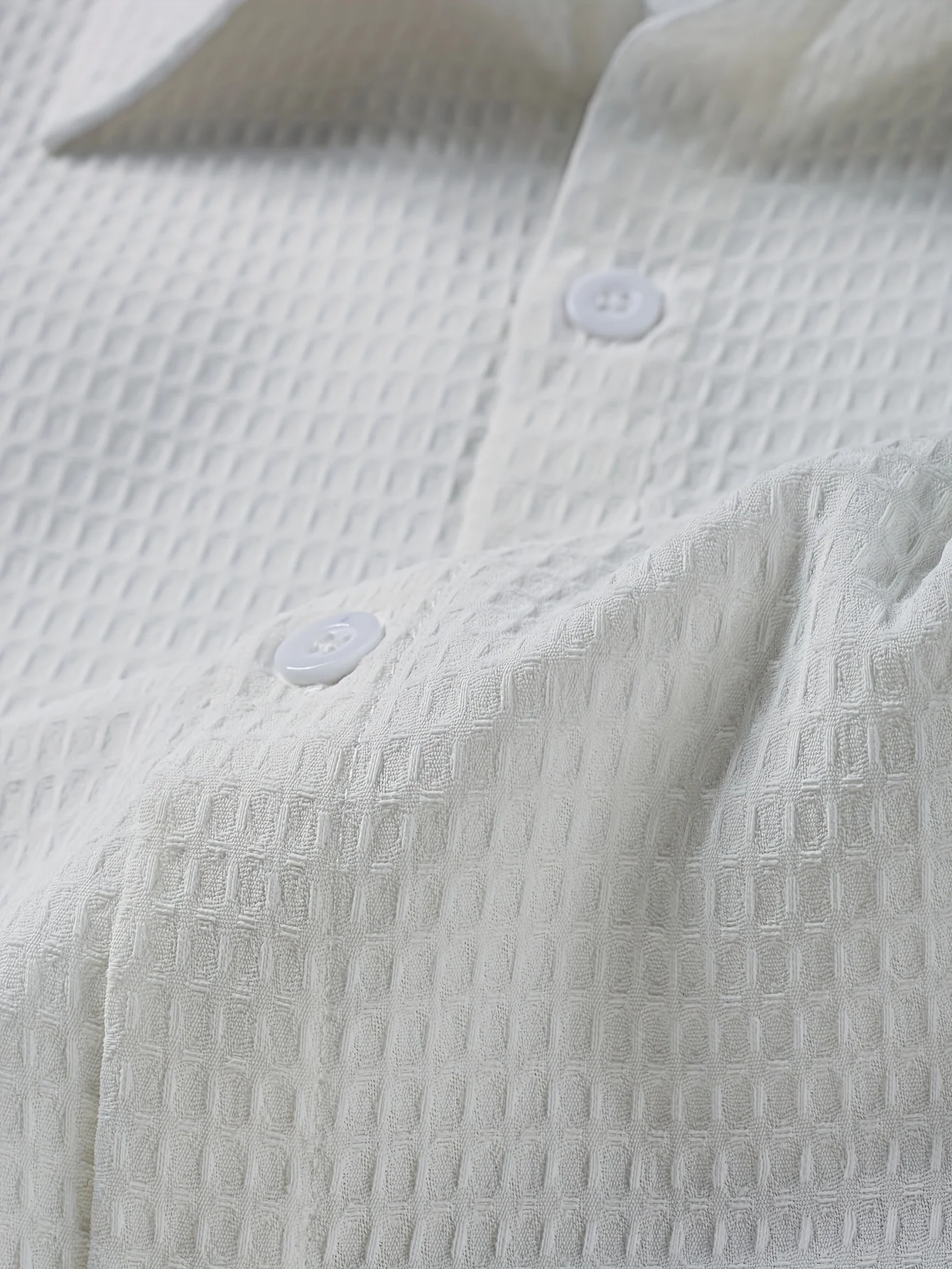 Chemise à revers à manches longues, texture gaufrée, décontractée, confortable – Image 6