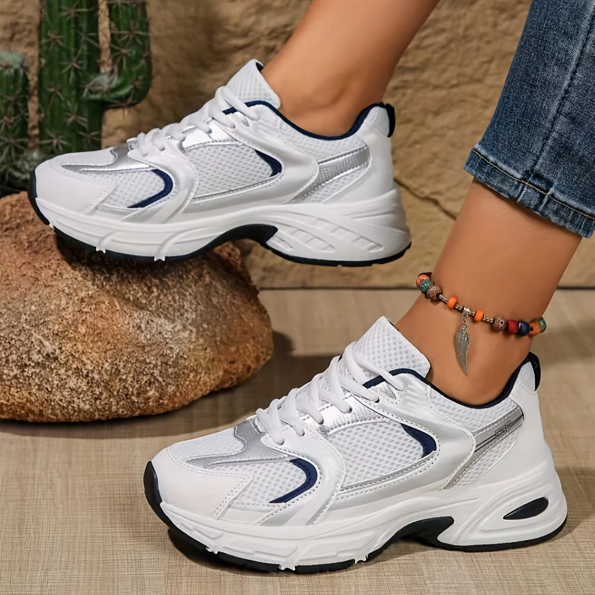 Baskets à plateforme épaisse pour femme – Dessus en maille respirante – Image 4