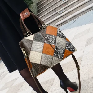 Sac à bandoulière couleur contraste patchwork