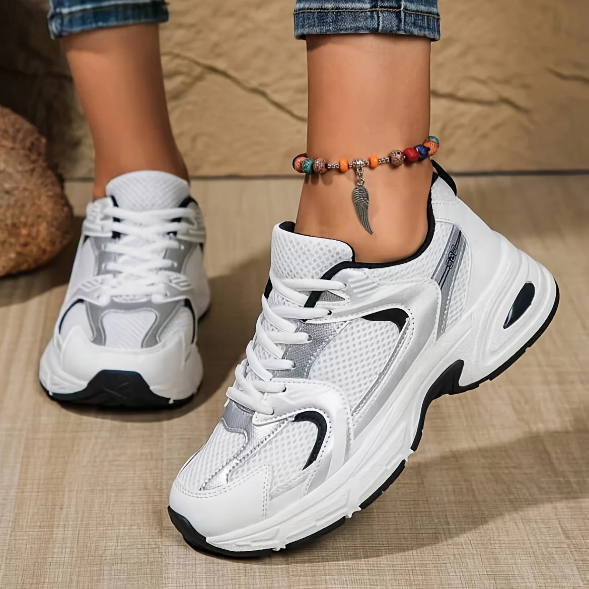 Baskets à plateforme épaisse pour femme – Dessus en maille respirante – Image 5