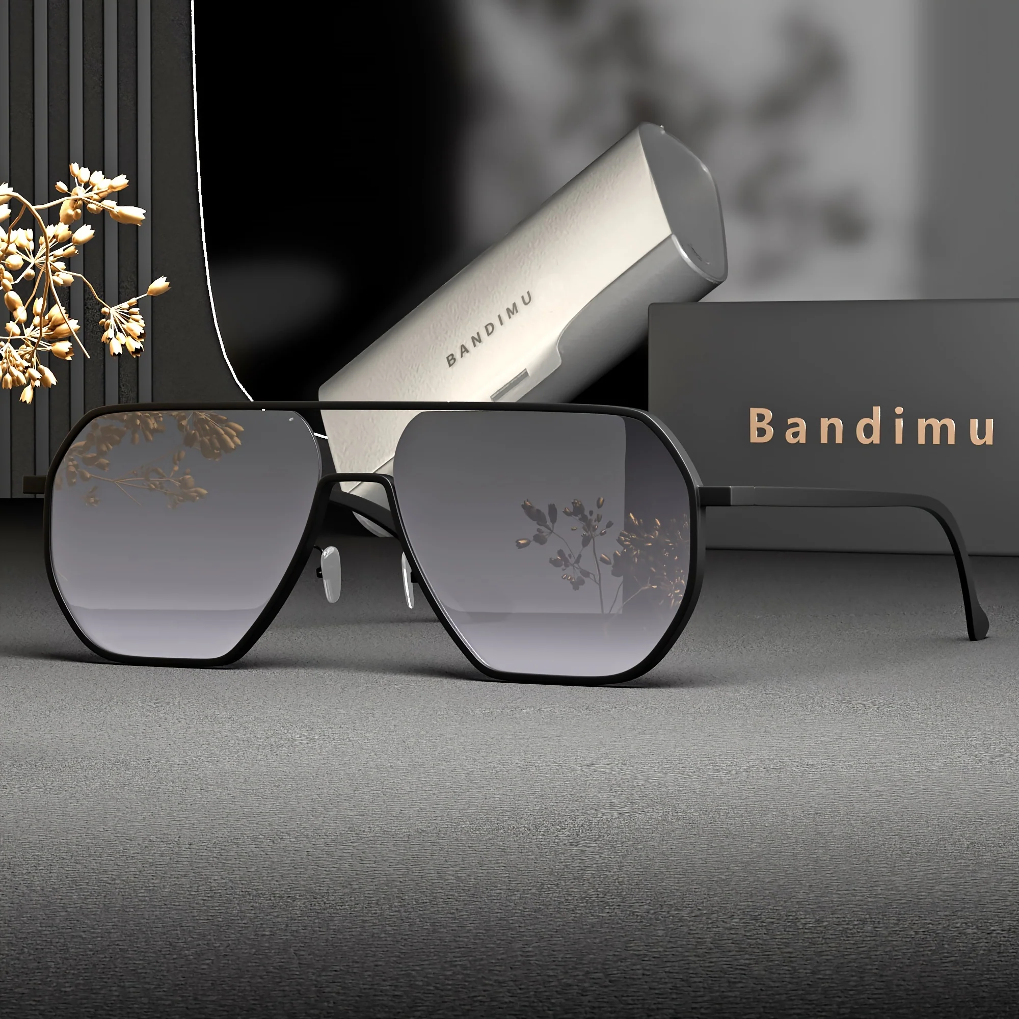 Bandimu Lunettes de luxe rétro pilote tendance pour homme – Monture en métal – Image 5