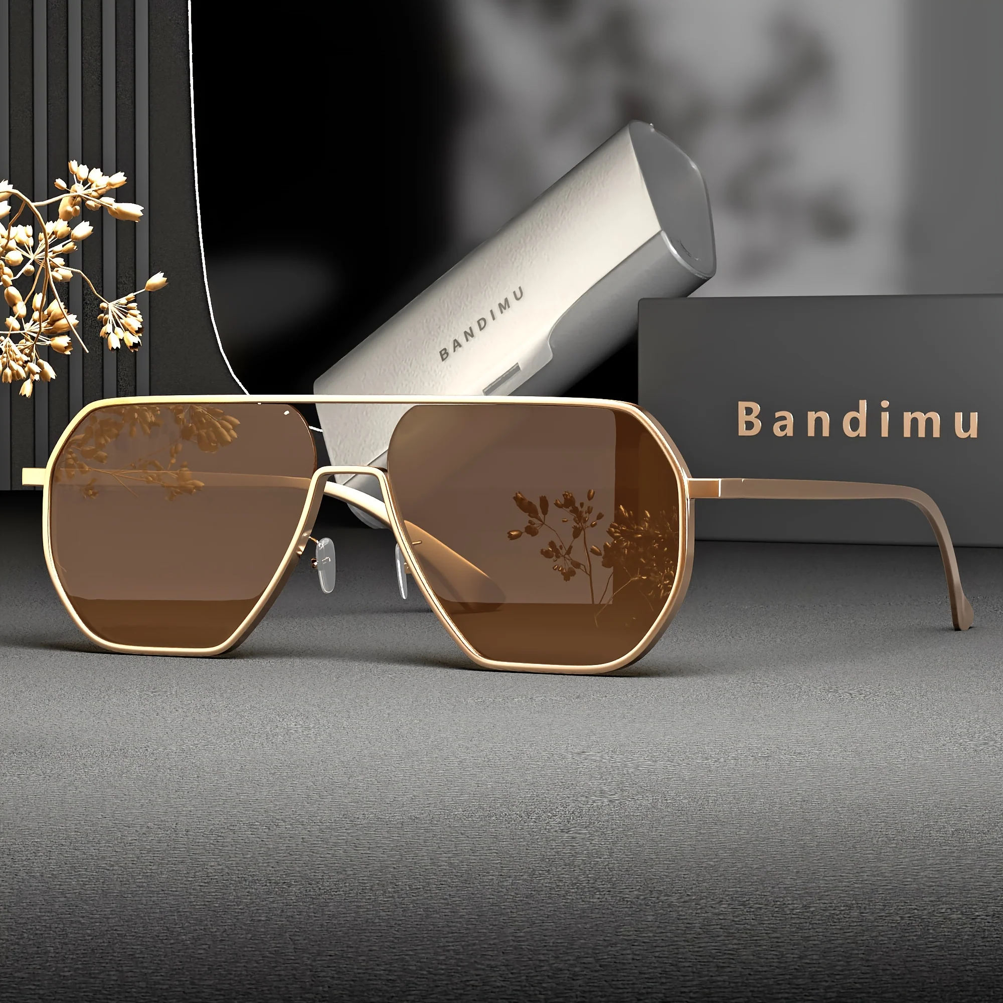 Bandimu Lunettes de luxe rétro pilote tendance pour homme – Monture en métal – Image 8
