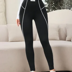 Short taille haute à bordure contrastée, short coupe skinny décontracté