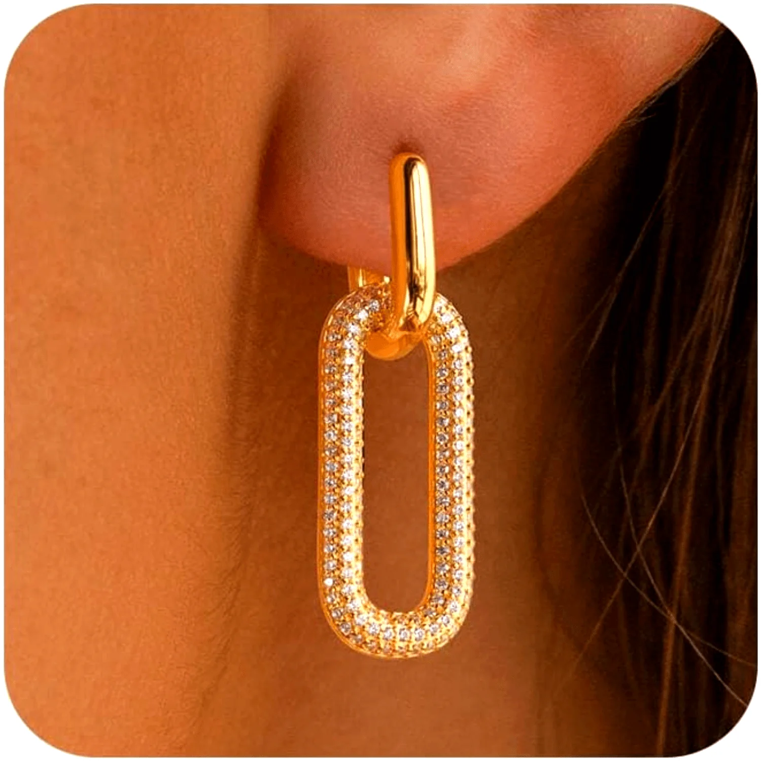 Boucles d'oreilles à maillons chaîne carrée légère et minimaliste – Image 2