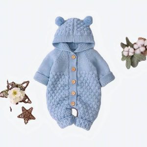 Combinaison tricotée capuche oreilles d’ours