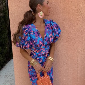 Lily™ | Robe Colorée à Manches Plissées