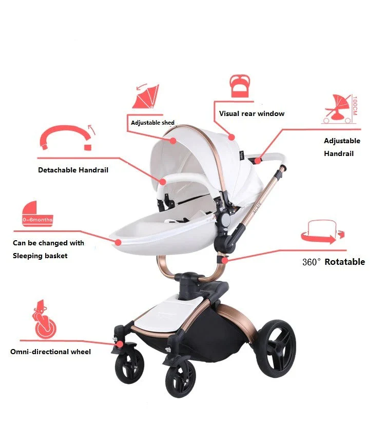 Poussette bébé trio 3 en 1 en cuir dernière génération - Poussette, Landau et Siège Auto – Image 9