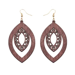Boucles d'Oreilles en Bois "Aztec"